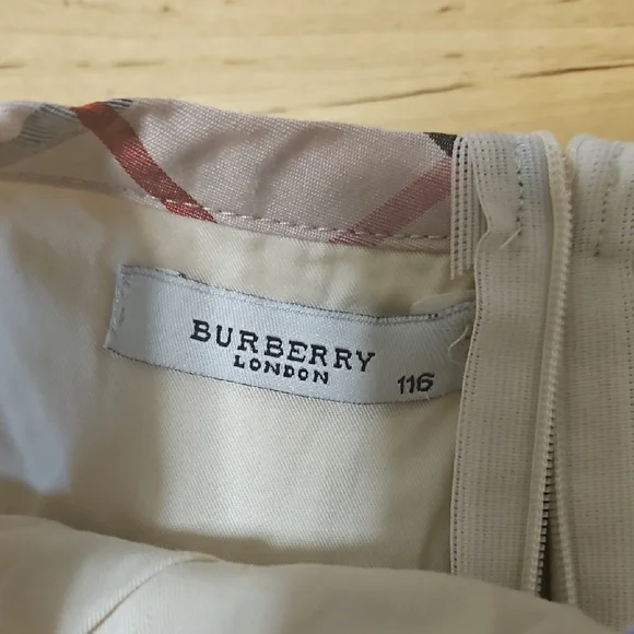 Burberry Cream Dress with Plaid Trim
